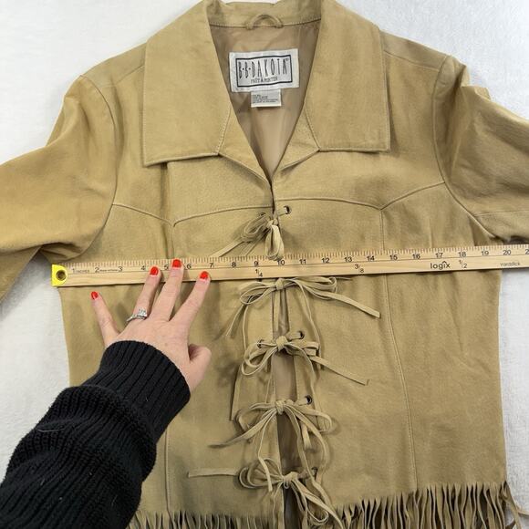 BB Dakota Camel Fringe Leather Jacket - Picture 7 of 14